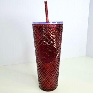 24oz Starbucks Winter Holiday Red Jeweled Tumbler Venti Cold Cup‎